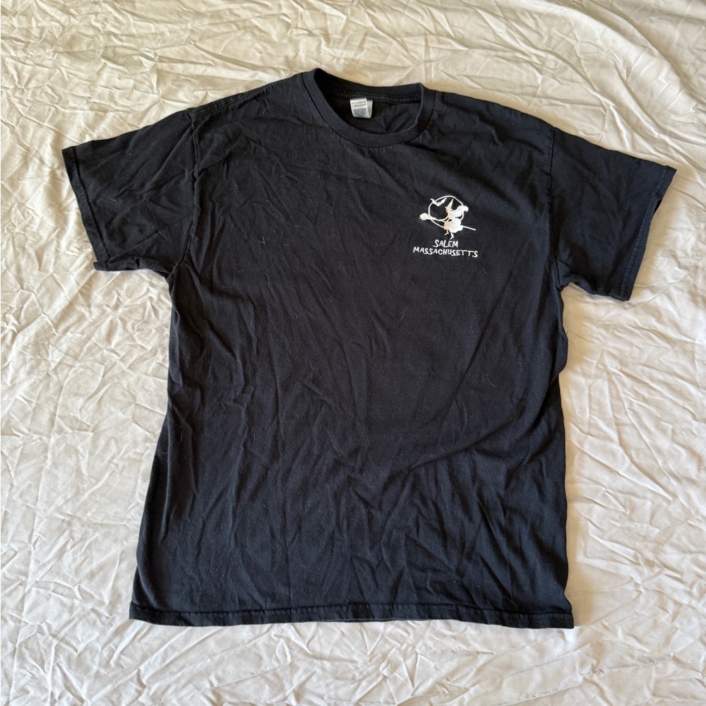 Gildan Black Tee with Salem Massachusetts Witch Graphic